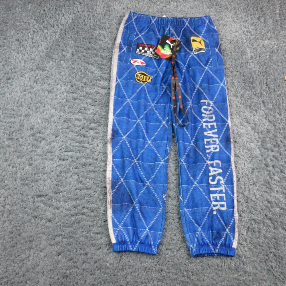 Puma Pants Mens L Blue ASAP Rocky Quilt Sweat Pant Fleece Tapered 30x29* NWT